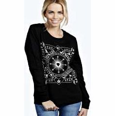 Ellie Printed Sweatshirt - black azz19919