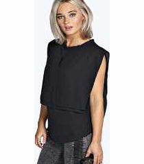 boohoo Eloise Layered Sheer Sleeveless Blouse - black