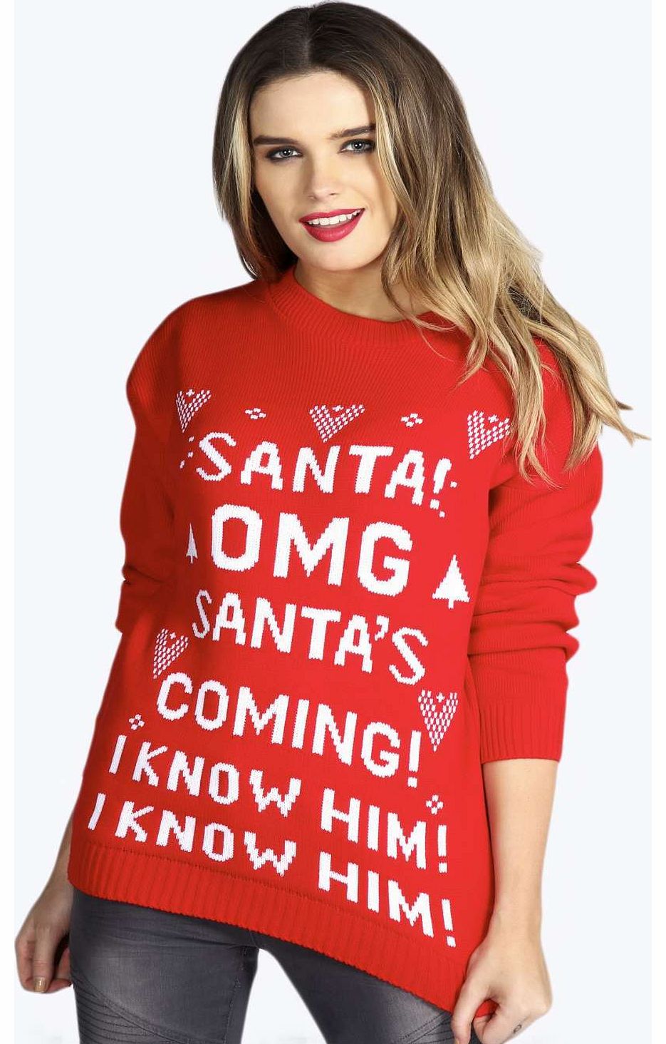 Emmy Santas Coming Christmas Jumper - red