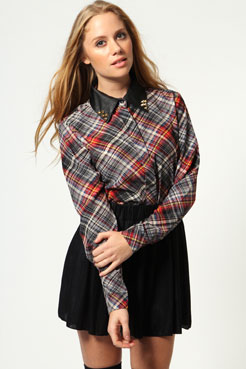 Eva All Over Check Print Chiffon Blouse Female