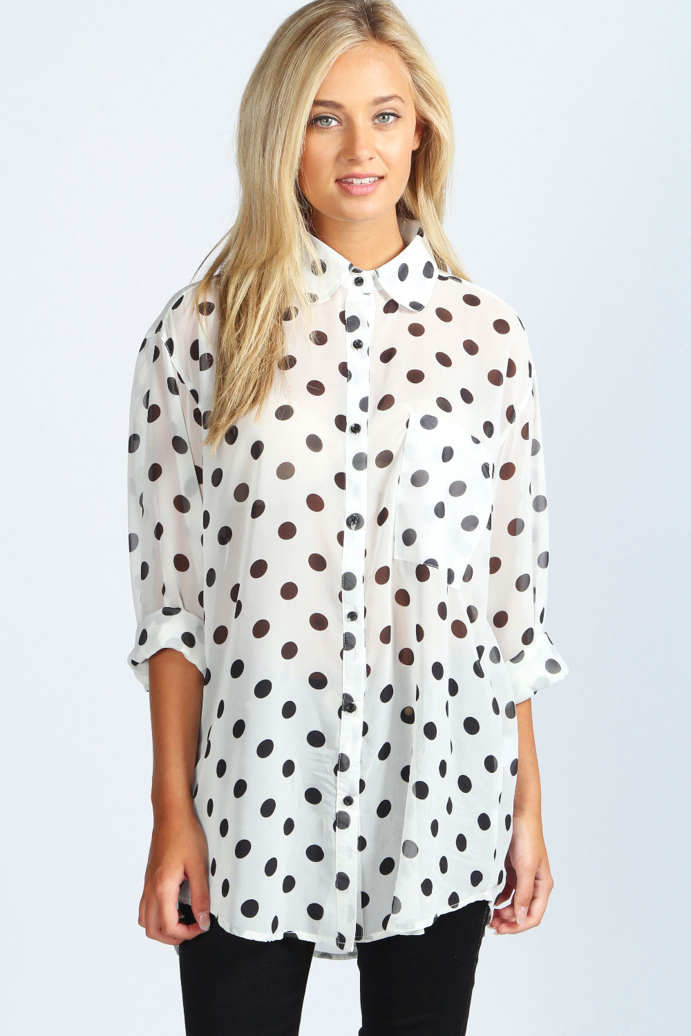 boohoo Fiona Spot Oversized Blouse - multi