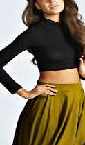 boohoo Flippy Jersey Skater Skirt - olive azz43249