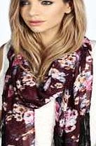 boohoo Floral Tassel Lightweight Scarf - wine azz18276