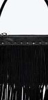 boohoo Fringed Stud Detail Cross Body Bag - black