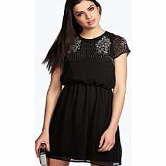 Heidi Heavy Embellished Chiffon Skater Dress -