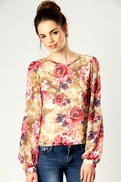 Boohoo Helen Floral Print Blouse