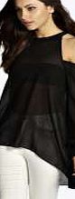 boohoo High Neck Cut Out Shoulder Blouse - black azz06040