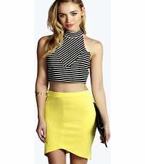 boohoo High Rise Scuba Mini Skirt - yellow azz10829