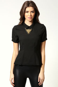 boohoo Hope Zip Back Peplum Blouse Female