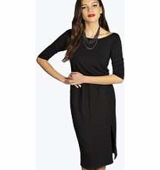 India Bagged Over Split Midi Dress - black