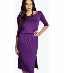 India Bagged Over Split Midi Dress - grape