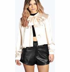 boohoo Isabel Silky Long Sleeve Cape Blouse - ivory