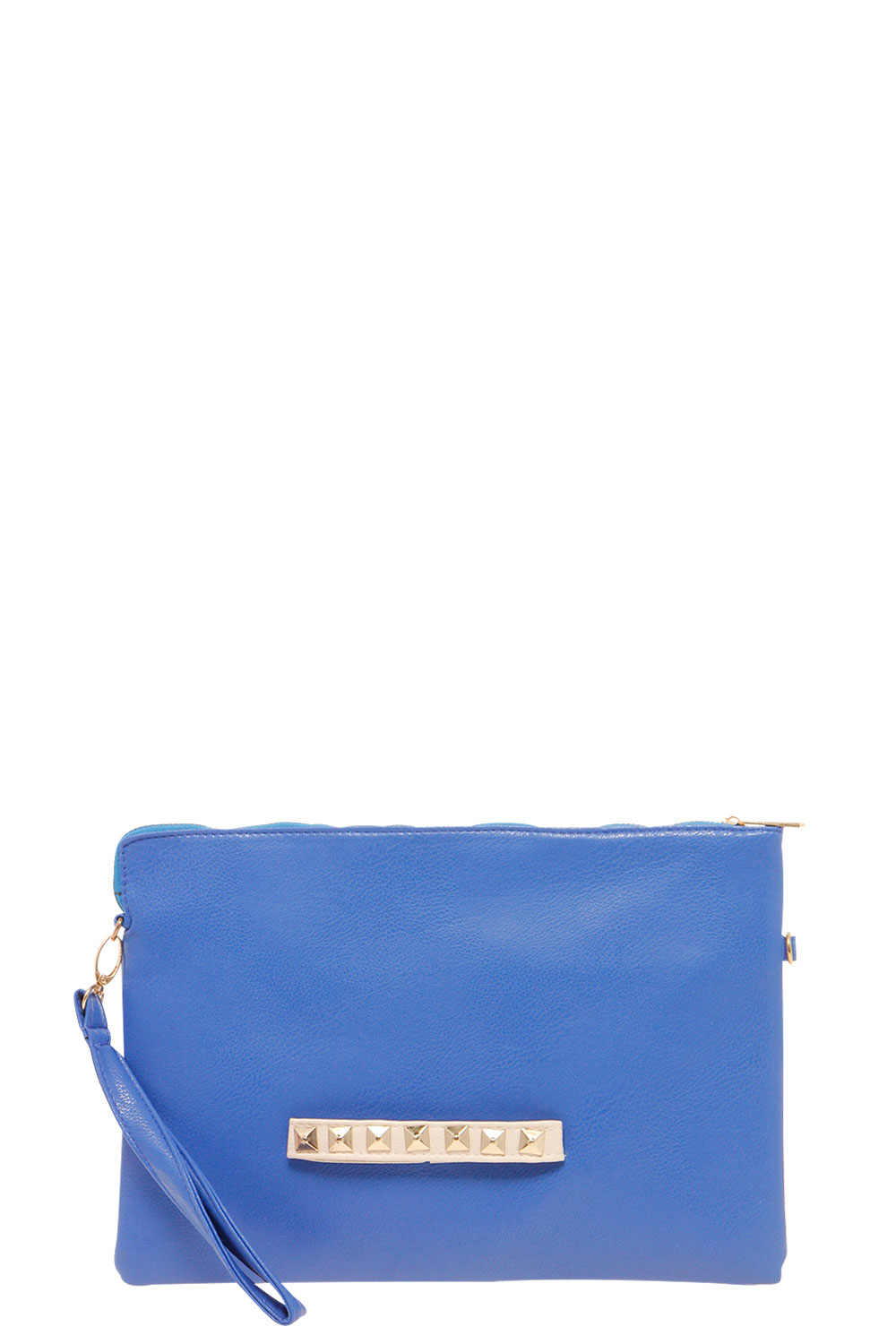 Jayne Handle Strap Stud Clutch - blue,