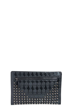 Jemma Embossed Skull and Stud Clutch Bag Female