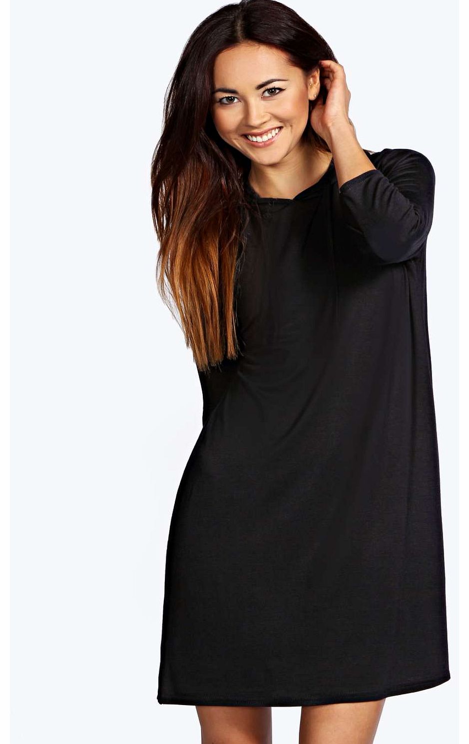 Jen Hooded Shift Dress - black azz16497