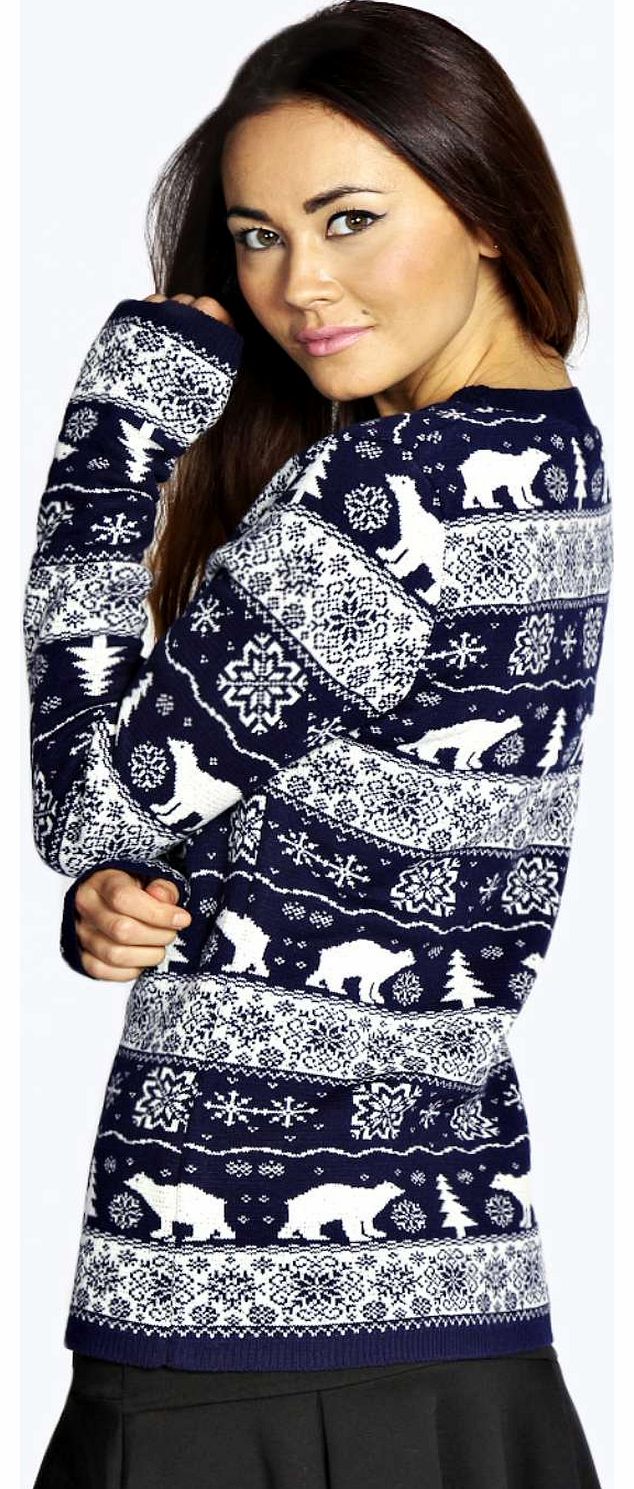 Jennet Polar Bears Christmas Jumper - navy