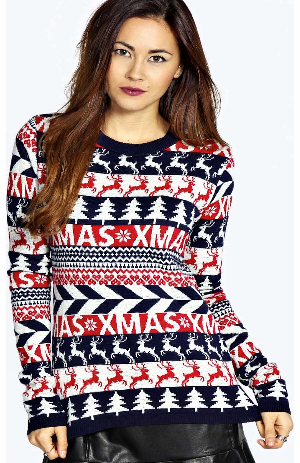 Jenny Christmas Reindeers Jumper - navy azz16804