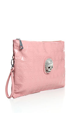 Jody Diamante and Skull Embossed Print Clutch