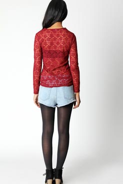 Boohoo Joelle Long Sleeve Lace Blouse