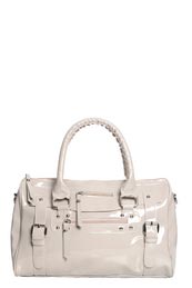 Kara Zip and Buckle Detail Bowler Bag