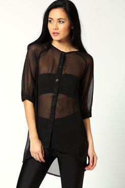 boohoo Kathy Allison Open Back Detail Chiffon Blouse