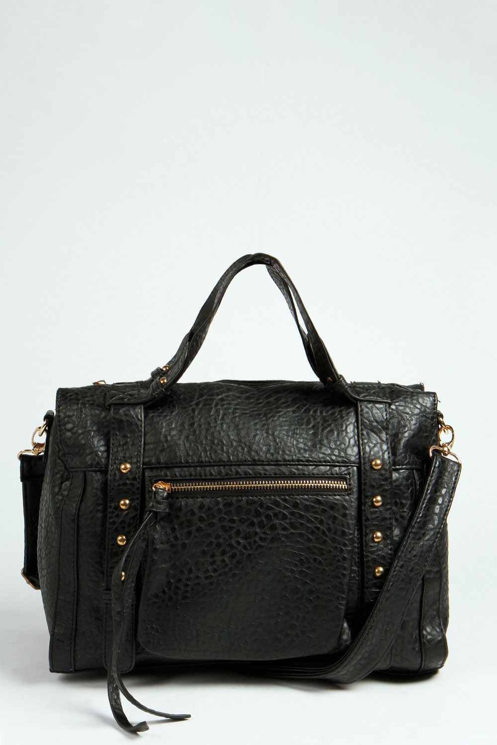 Katie Zip Front Stud Bag - black azz39903