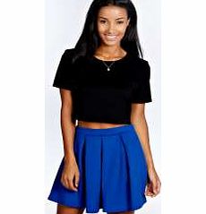 boohoo Katty Scuba Box Pleat Skater Skirt - cobalt