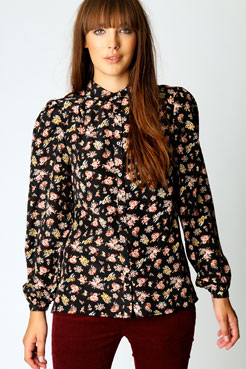 boohoo Kendra Floral Folk Blouse Female