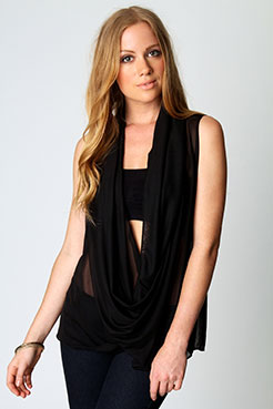 boohoo Kim Drape Neck Sleeveless Blouse Female