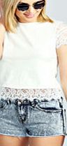 Lace Trim Tee - cream azz29206