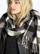 boohoo Large Check Blanket Scarf - black azz20096