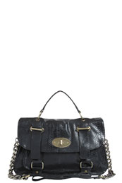 Larysa Black Snake Skin Satchel