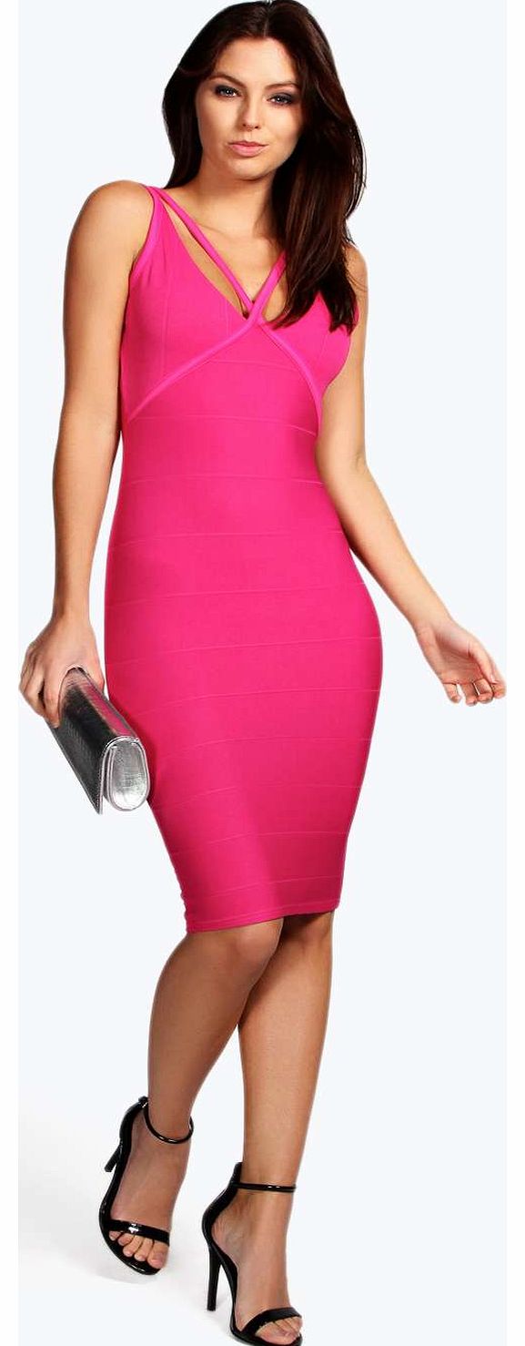 Laura Strappy Bandage Dress - magenta azz18102