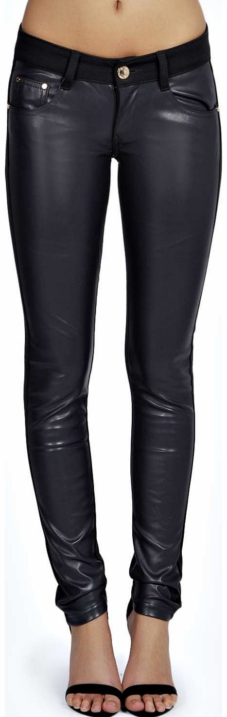 Laura Wet Look Front Jeggings - navy