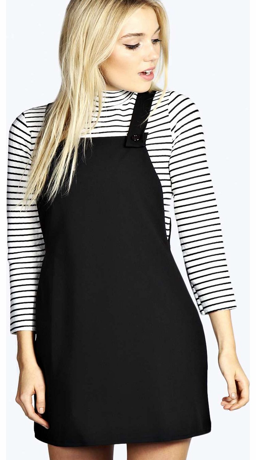 Leandra Woven Pinafore Dress - black azz17865
