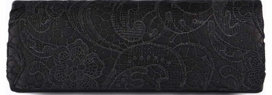 Lexi Lace Evening Clutch Bag - black azz16049