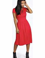 Lola Cap Sleeve Midi Skater Dress - red azz23060