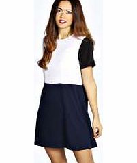 Lola Colour Block Shift Dress - navy azz22824