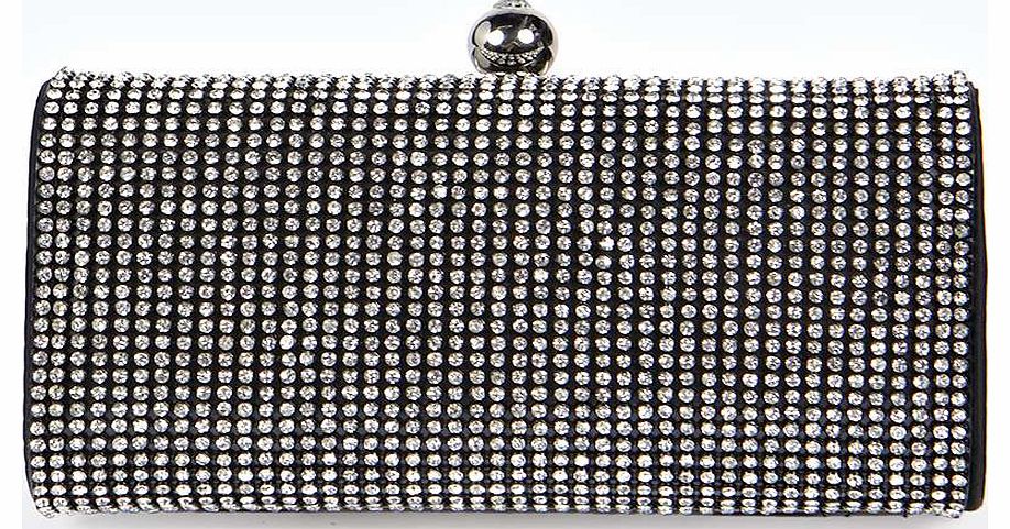 Lola Diamante Gem Boxed Clutch Bag - black