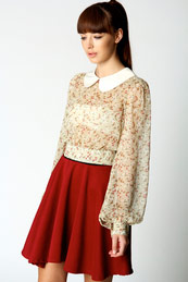 Boohoo Lolita Peterpan Collar Open Back Blouse