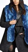 boohoo Longpile Faux Fur Extra Long Scarf - teal azz19795