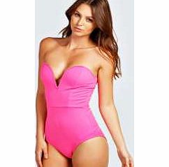 Maddie Deep Plunge Neck Bodysuit - pink azz29815