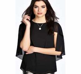 boohoo Madyson Cape Back Blouse - black azz24378