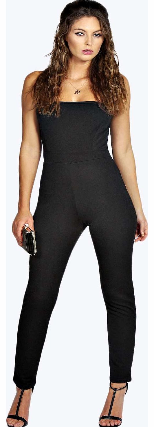 Maisy Crepe Bandeau Tapered Leg Jumpsuit - black