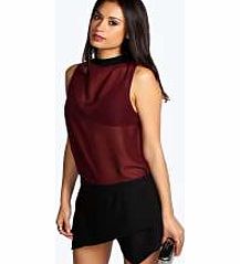 boohoo Matilda Woven High Neck Blouse - plum azz19942