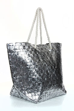 Maxine Metallic Rope Handle Beach Bag