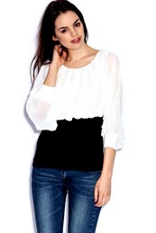 Boohoo Megan Chiffon Blouse Bodycon Top