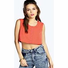 Mia Button Through Woven Top - tomato azz20595