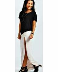 boohoo Micha Ruched Side Jersey Maxi Skirt - blush