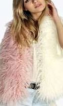 boohoo Mongolian Faux Fur Colour Block Scarf - pink